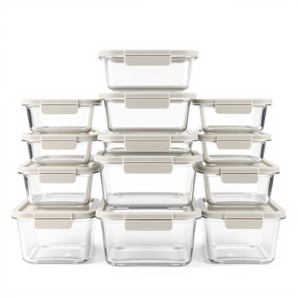 Glass food storage set, 8 containers